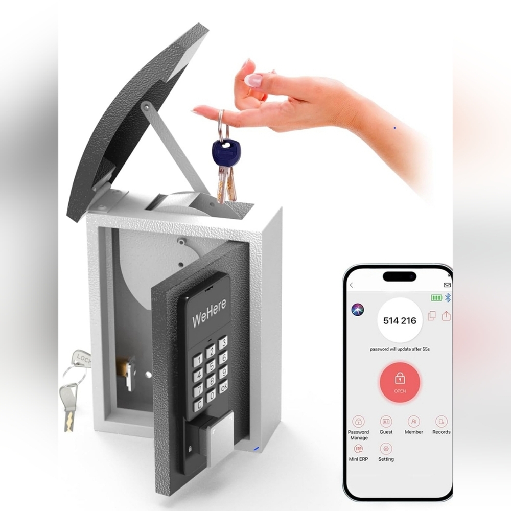 WeHere Smart Digital Key Lockbox with OTP, App, Bluetooth, WIFI, Fixed Code